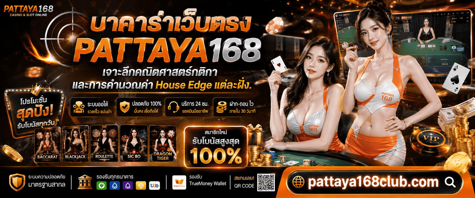 บาคาร่าเว็บตรง PATTAYA168 เจาะลึกคณิตศาสตร์กติกา และการคำนวณค่า House Edge แต่ละฝั่ง